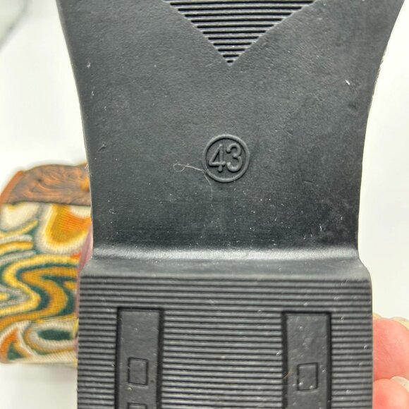 Womens Size 43 Bohemian-Style Mid-Calf Lace-Up Boots With Embossed Floral Design - Picture 5 of 10